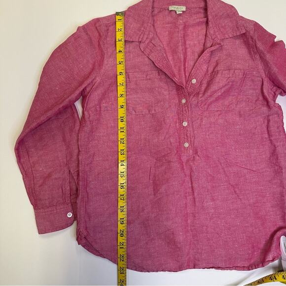 Talbots Pink Linen Blend Long Sleeve Button-Up Shirt - Petite Size - Picture 10 of 11